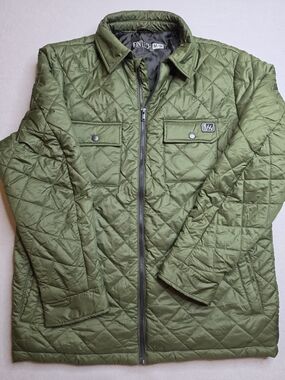 Fintech Quilted Jacket Men's Medium Lightweight‎ Green Pockets Full Zip Coat M